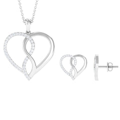 Moissanite Infinity Heart Pendant Earrings Set