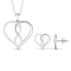 Moissanite Infinity Heart Pendant Earrings Set
