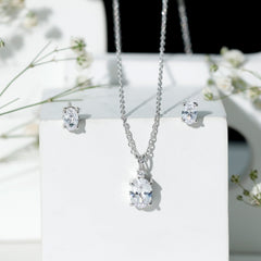 Certified 3 Carat Cubic Zirconia Drop Necklace and Earrings Set