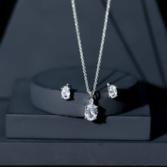 Certified 3 Carat Cubic Zirconia Drop Necklace and Earrings Set