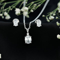 Certified 3 Carat Cubic Zirconia Drop Necklace and Earrings Set