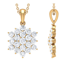 1.75 CT Round Cut Moissanite Floral Cluster Pendant