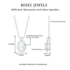4X6 MM Oval Moissanite Bridal Pendant Necklace