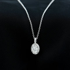 4X6 MM Oval Moissanite Bridal Pendant Necklace