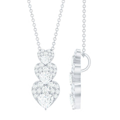 1.75 CT Certified Moissanite Dangle Heart Pendant in Gold