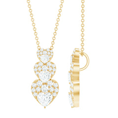 1.75 CT Certified Moissanite Dangle Heart Pendant in Gold