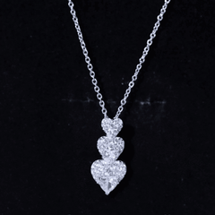 Certified Cubic Zirconia Heart Valentines Day Necklace for Women