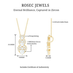 Certified Cubic Zirconia Heart Valentines Day Necklace for Women