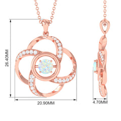 Natural Ethiopian Opal Floral Pendant Necklace with Diamond