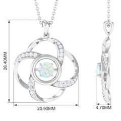 Natural Ethiopian Opal Floral Pendant Necklace with Diamond