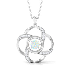 Natural Ethiopian Opal Floral Pendant Necklace with Diamond