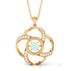 Natural Ethiopian Opal Floral Pendant Necklace with Diamond