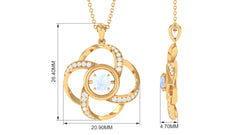 Modern Flower Pendant with Round Moonstone and Diamond
