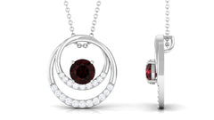 Garnet and Diamond Promise Eternity Pendant Necklace