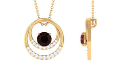 Garnet and Diamond Promise Eternity Pendant Necklace