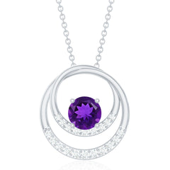 Natural 1.2 Carat Amethyst Eternity Necklace with Diamond