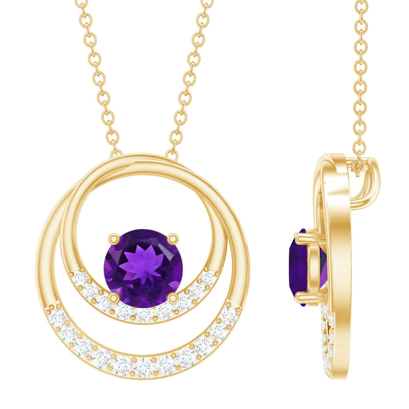 Natural 1.2 Carat Amethyst Eternity Necklace with Diamond