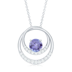 Real Tanzanite and Diamond Open Circle Pendant
