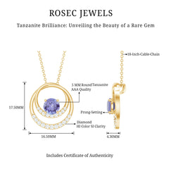 Real Tanzanite and Diamond Open Circle Pendant