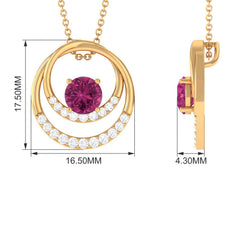Real Pink Tourmaline and Diamond Open Circle Pendant