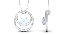 Classic Moonstone and Diamond Open Circle Pendant