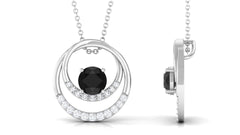 Natural 2.6 Carat Black Spinel Double Circle Necklace with Diamond