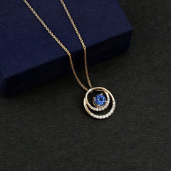 Lab Grown Blue Sapphire and Moissanite Promise Necklace