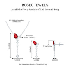 1.75 Carat Lab Grown Ruby Bridal Necklace and Earrings Set
