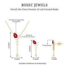 1.75 Carat Lab Grown Ruby Bridal Necklace and Earrings Set