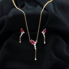 1.75 Carat Lab Grown Ruby Bridal Necklace and Earrings Set