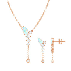 Natural Ethiopian Opal Teardrop Necklace Set with Certificate