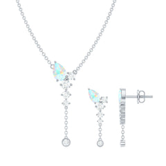 Natural Ethiopian Opal Teardrop Necklace Set with Certificate