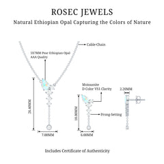 Natural Ethiopian Opal Teardrop Necklace Set with Certificate