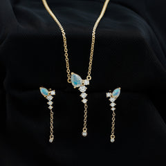 Natural Ethiopian Opal Teardrop Necklace Set with Certificate