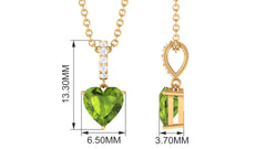 Heart Shape Peridot Solitaire Pendant with Diamond Accent Bail