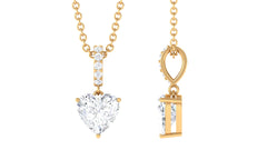 Certified 7 MM Heart Shaped Moissanite Solitaire Necklace