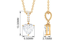 Certified 7 MM Heart Shaped Moissanite Solitaire Necklace