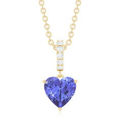 Solitaire Tanzanite Heart Necklace with Diamond Accent Bail