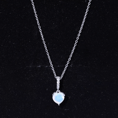 0.75 Carat Solitaire Ethiopian Opal Heart Locket Necklace