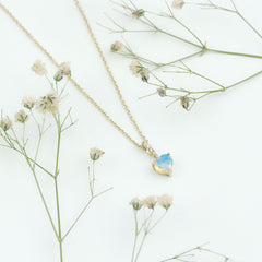 0.75 Carat Solitaire Ethiopian Opal Heart Locket Necklace
