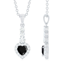 Lab Created Black Diamond Heart Necklace with White Diamond