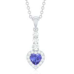 Heart Shape Tanzanite Drop Pendant with Diamond