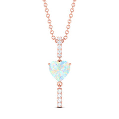 Heart Shape Ethiopian Opal Drop Pendant Necklace with Diamond