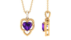 Natural 1 Carat Amethyst Diamond Heart Promise Necklace