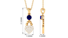 Natural Blue Sapphire Heart Pendant Necklace with Diamond