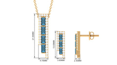 London Blue Topaz Bar Jewelry Set with Diamond