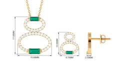 Baguette Cut Emerald Classic Jewelry Set with Moissanite