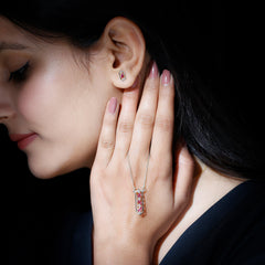 Genuine Ruby and Diamond Dangle jewelry Set
