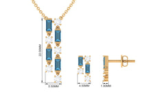 London Blue Topaz Dangle Jewelry Set with Diamond