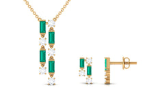 Emerald and Diamond Dangle Jewelry Set